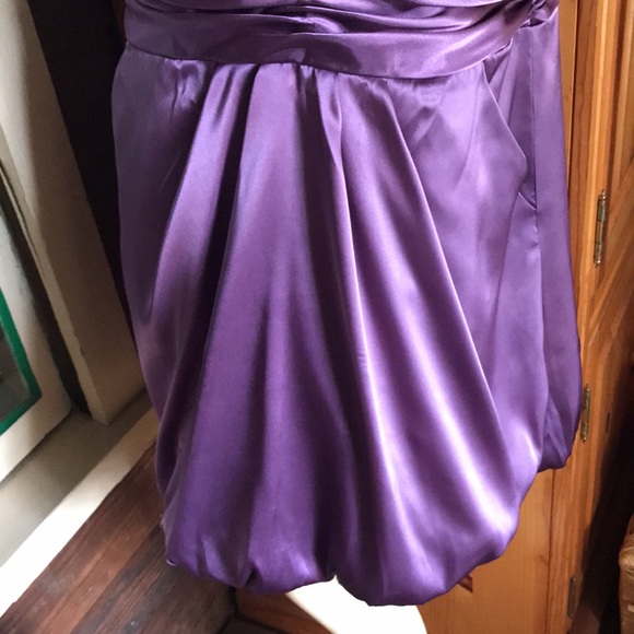 DAVIDS BRIDAL AUBERGINE BUBBLE HEM DRESS - Picture 7 of 12